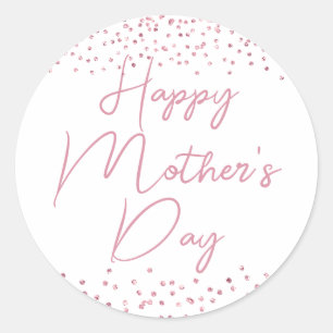 Alles Gute zum Muttertag Rosa Glitter Konfetti Runder Aufkleber
