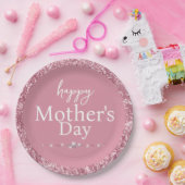 Alles Gute zum Muttertag Rosa Glitter Pappteller (Party)