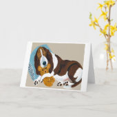 Alles Gute zum Muttertag! Schlafender Basset Hound Karte (Gelbe Blume)