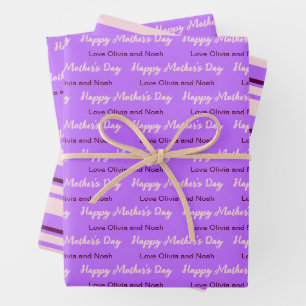 Alles Gute zum Muttertag Schrift Blasslila Geberna Geschenkpapier Set