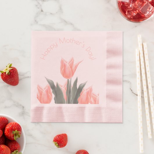 Alles Gute zum Muttertag! Stilvolle Peach Tulips B Serviette (Beispiel)