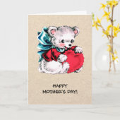 Alles Gute zum Muttertag. Sweet Teddy Bear Karte (Gelbe Blume)