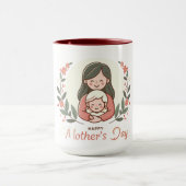 Alles Gute zum Muttertag - Umarmung von Mutter und Tasse (Zentrum)