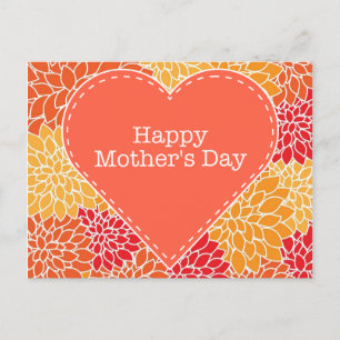 Alles Gute zum Muttertag vintage retro floral Herz Postkarte