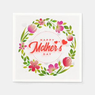 Alles Gute zum Muttertag Wasserfarbe Rosa Blumen & Serviette