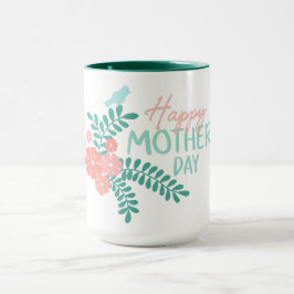 Alles Gute zum Muttertagstext Blumen und Vögel Tasse
