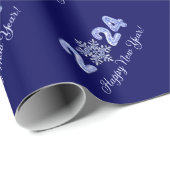 Alles Gute zum neuen Jahr 2024. Eisnummern und Sch Geschenkpapier (Rolleneckpunkt)