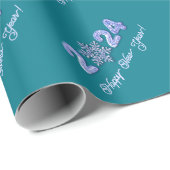 Alles Gute zum neuen Jahr 2024. Eisnummern und Sch Geschenkpapier (Rolleneckpunkt)