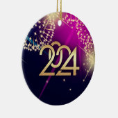 Alles Gute zum neuen Jahr 2024. Feuerwerkskörper Keramik Ornament (Rechts)