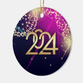 Alles Gute zum neuen Jahr 2024. Feuerwerkskörper Keramik Ornament (Links)