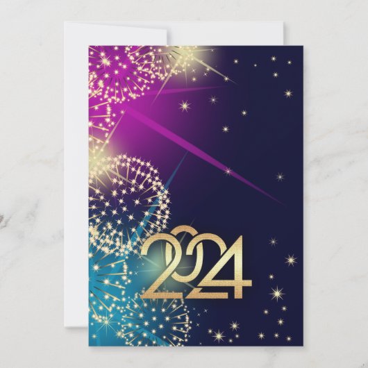 Alles Gute zum neuen Jahr 2024. Fireworks Custom C Einladung (Vorderseite)