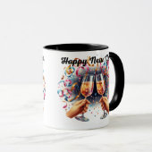 Alles Gute zum neuen Jahr, Champagner wünscht Tasse (VorderseiteRechts)