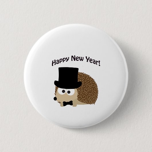 Alles Gute zum neuen Jahr! Dapper Igel Button (Vorderseite)