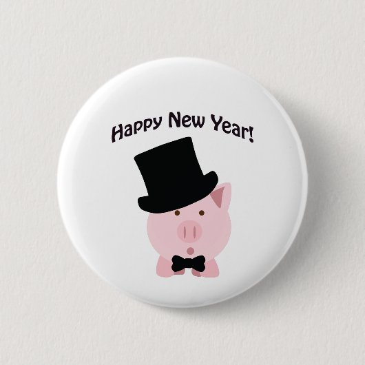 Alles Gute zum neuen Jahr! Dapper Pig Button (Vorderseite)