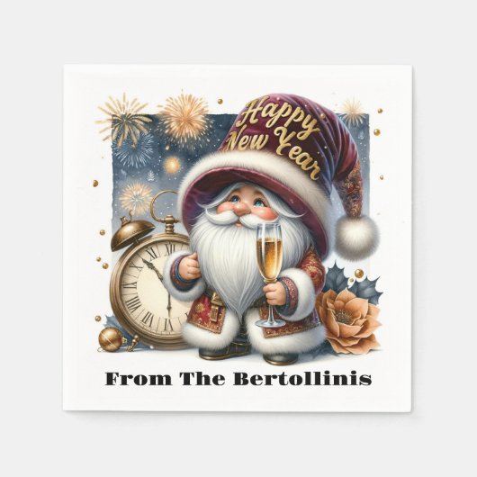 Alles Gute zum neuen Jahr! Gnome-Serie Serviette (Vorderseite)