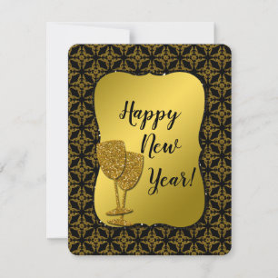 Alles Gute zum neuen Jahr! Gold und Schwarz Feiertagskarte