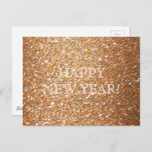 Alles Gute zum neuen Jahr! Kupfer-Glitzer-Glamour- Postkarte (Vorne/Hinten)