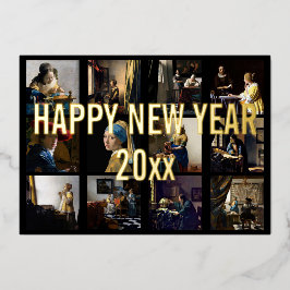 Alles Gute zum neuen Jahr mit Johannes Vermeer Pat Folien Feiertagskarte