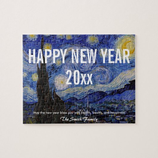 Alles Gute zum neuen Jahr mit Van Gogh's Starry Ni Puzzle (Horizontal)