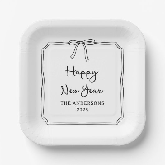 Alles Gute zum neuen Jahr! Personalisierter Schwar Pappteller (Vorderseite)