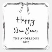 Alles Gute zum neuen Jahr! Personalisierter Schwar Quadratischer Aufkleber (Vorderseite)