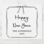 Alles Gute zum neuen Jahr! Personalisierter Schwar Schaumweinetikett (Einzelnes Label)