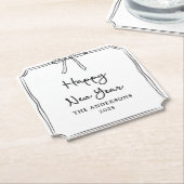 Alles Gute zum neuen Jahr! Personalisierter Schwar Untersetzer (angewinkelt)