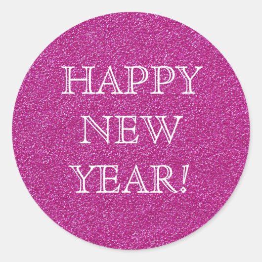 Alles Gute zum neuen Jahr! Rosa Glitzer Glamour Pa Runder Aufkleber (Vorderseite)