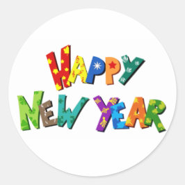Alles Gute zum neuen Jahr! Runder Aufkleber