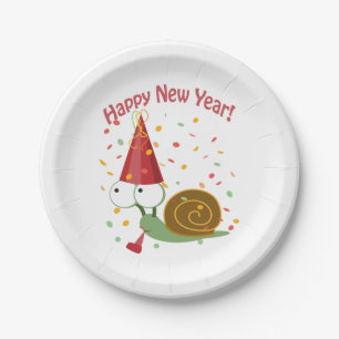 Alles Gute zum neuen Jahr! Schnecke Pappteller