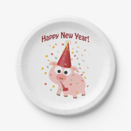 Alles Gute zum neuen Jahr! Schwein Pappteller