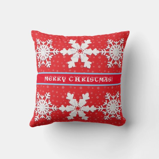 Alles Gute zum neuen Jahr! Winterweiße Schneeflock Kissen (Rückseite)
