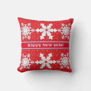 Alles Gute zum neuen Jahr! Winterweiße Schneeflock Kissen
