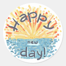 Alles Gute zum neuen Tag! Runder Aufkleber