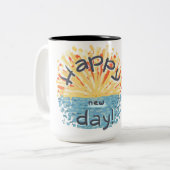 Alles Gute zum neuen Tag! Zweifarbige Tasse (Vorderseite Links)