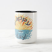 Alles Gute zum neuen Tag! Zweifarbige Tasse (Mittel)