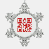 Alles Gute zum Neujahr! — QR-Code Schneeflocken Zinn-Ornament (Vorderseite)