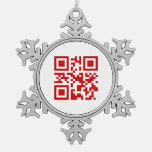 Alles Gute zum Neujahr! — QR-Code Schneeflocken Zinn-Ornament