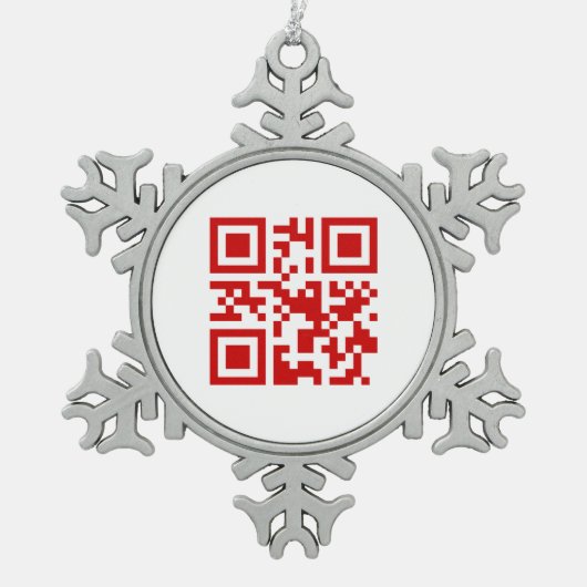 Alles Gute zum Neujahr! — QR-Code Schneeflocken Zinn-Ornament (Vorderseite)