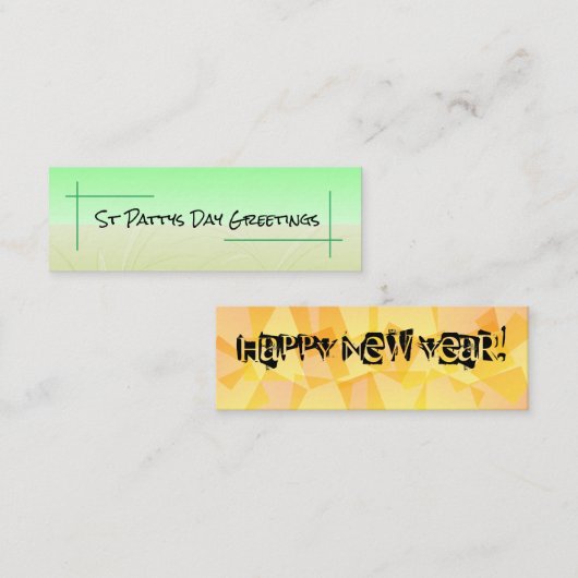 Alles Gute zum Neujahr/St. Patty's Day Mini Visitenkarte (Vorne/Hinten)