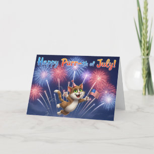 Alles Gute zum Purr-th des Juli! - Dancing Cat Gru Dankeskarte