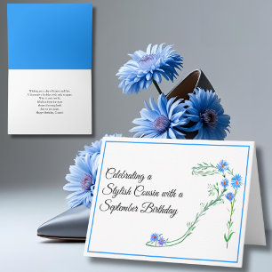 Alles Gute zum September-Geburtstag Cousine Blaue  Karte