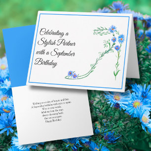 Alles Gute zum September-Geburtstag Partner Blaue  Karte