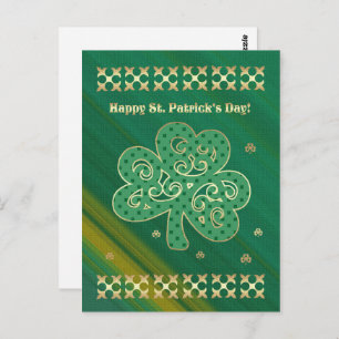 Alles Gute zum St. Patrick's Day. Elegantes Gold-K Postkarte