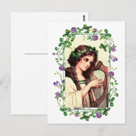 Alles Gute zum St. Patrick's Day. Irish Girl mit H Postkarte