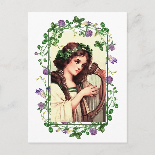 Alles Gute zum St. Patrick's Day. Irish Girl mit H Postkarte (Vorderseite)