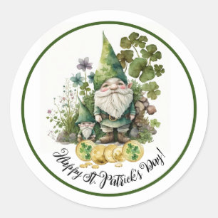Alles Gute zum St.Patrick's Day. Irish Gnomes Runder Aufkleber