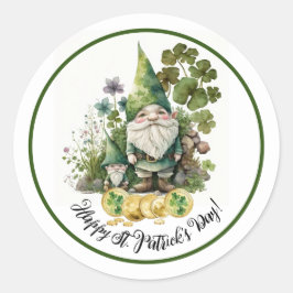Alles Gute zum St.Patrick's Day. Irish Gnomes Runder Aufkleber
