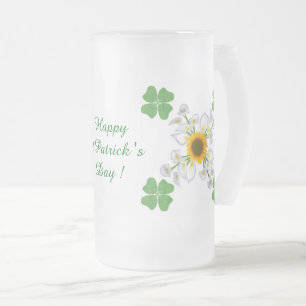 Alles Gute zum St. Patrick's Day ! Klee mit Calla Mattglas Bierglas