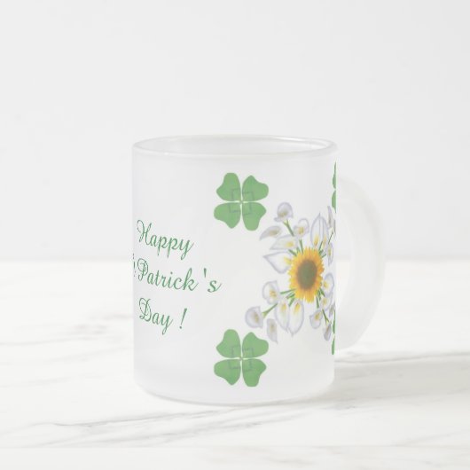 Alles Gute zum St. Patrick's Day ! Klee mit Calla Mattglastasse (VorderseiteRechts)